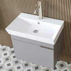 Meuble vasque suspendu 59 cm gris clair 1 porte NORIA