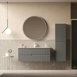 Meuble vasque suspendu 120 cm gris 2 tiroirs ORA