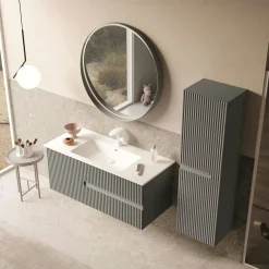 Meuble vasque suspendu 120 cm gris 2 tiroirs ORA