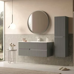 Meuble vasque suspendu 120 cm gris 2 tiroirs ORA