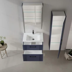 Meuble vasque suspendu 65 cm marine 2 tiroirs ONDIA