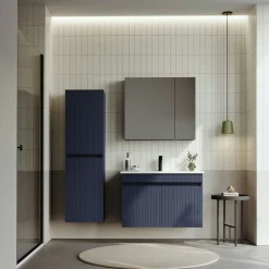Meuble vasque suspendu 85 cm marine 2 portes YARA