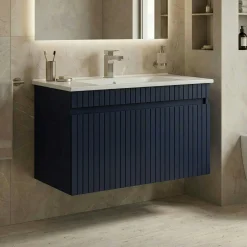 Meuble vasque suspendu 85 cm marine 2 portes YARA