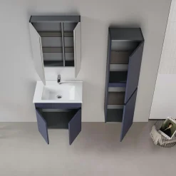 Meuble vasque suspendu 65 cm marine 2 portes YARA