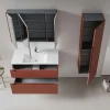 Meuble vasque suspendu 100 cm rouge 2 tiroirs ELYO