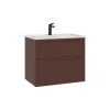 Meuble vasque suspendu 65 cm rouge 2 tiroirs ELYO