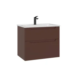 Meuble vasque suspendu 65 cm rouge 2 tiroirs ELYO