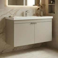Meuble vasque suspendu 100 cm sable 2 portes NEA