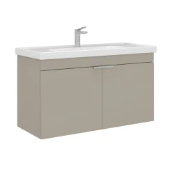 Meuble vasque suspendu 100 cm sable 2 portes NEA
