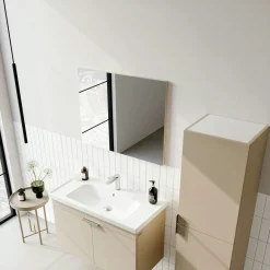 Meuble vasque suspendu 80 cm sable 2 portes NEA