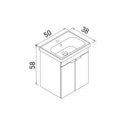 Meuble vasque suspendu 50 cm sable 2 portes NEA
