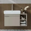 Meuble vasque suspendu 82 cm sable 1 porte 2 niches NORIA