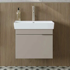 Meuble vasque suspendu 59 cm sable 1 porte NORIA