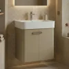 Meuble vasque suspendu 55 cm taupe 2 portes DRIF