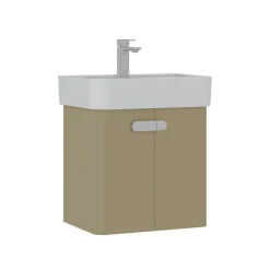 Meuble vasque suspendu 55 cm taupe 2 portes DRIF