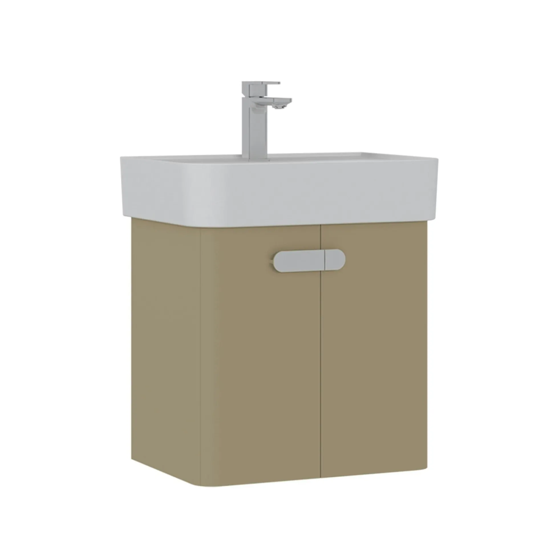 Meuble vasque suspendu 55 cm taupe 2 portes DRIF
