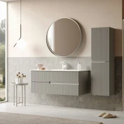 Meuble vasque suspendu 120 cm taupe 2 tiroirs ORA