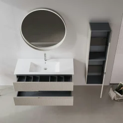 Meuble vasque suspendu 120 cm taupe 2 tiroirs ORA