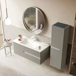 Meuble vasque suspendu 120 cm taupe 2 tiroirs ORA