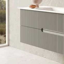 Meuble vasque suspendu 120 cm taupe 2 tiroirs ORA
