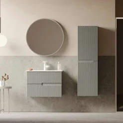 Meuble vasque suspendu 70 cm taupe 2 tiroirs RIVIA