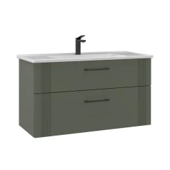 Meuble vasque suspendu 100 cm vert mat 2 tiroirs ONDIA