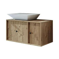Meuble vasque suspendu décor pin 1 porte 1 tiroir RIV