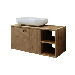 Meuble vasque suspendu 1 tiroir décor pin RUSH
