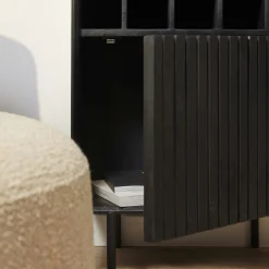 Minibar salon bois noir 1 porte 1 casier CORTINA