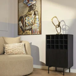 Minibar salon bois noir 1 porte 1 casier CORTINA