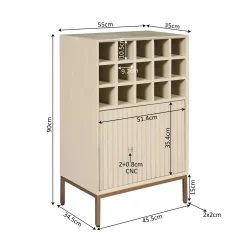 Minibar salon bois sable 1 porte 1 casier CORTINA