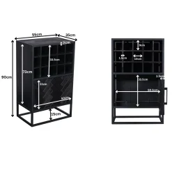 Minibar salon en bois noir pour 15 bouteilles ALVERA