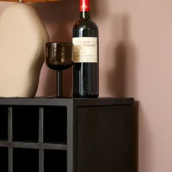 Minibar salon en bois noir pour 15 bouteilles ALVERA