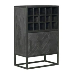 Minibar salon en bois noir pour 15 bouteilles ALVERA