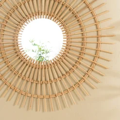 Miroir rond 100 cm en rotin miel MANY