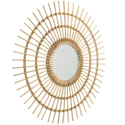Miroir rond 100 cm en rotin miel MANY