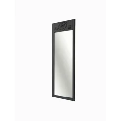 Miroir vertical en bois gris foncé - motif rose HILO