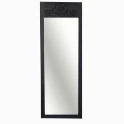 Miroir vertical en bois gris foncé - motif rose HILO