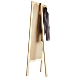 Miroir vertical sur pied - bois clair, 2 crochets HILO