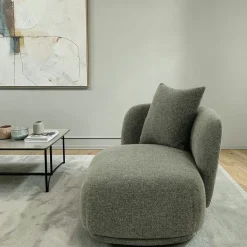Méridienne verte design organique et coussin assorti NAMSOS