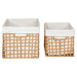 Panier de rangement avec poignées et doublure tissu (lot de 2)
