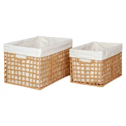 Panier de rangement avec poignées et doublure tissu (lot de 2)