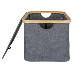 Panier de rangement gris avec couvercle 45 cm