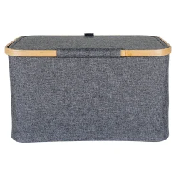 Panier de rangement gris avec couvercle 45 cm