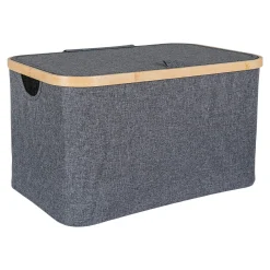 Panier de rangement gris avec couvercle 45 cm