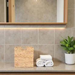 Panier de rangement pliant en jacynthe d'eau 30 cm