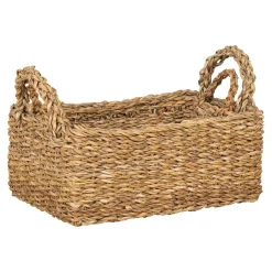 Panier de rangement rectangulaire en jonc de mer avec poignées (lot de 2)