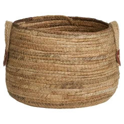 Panier de rangement rond avec poignées, en feuille de bananier (lot de 2)