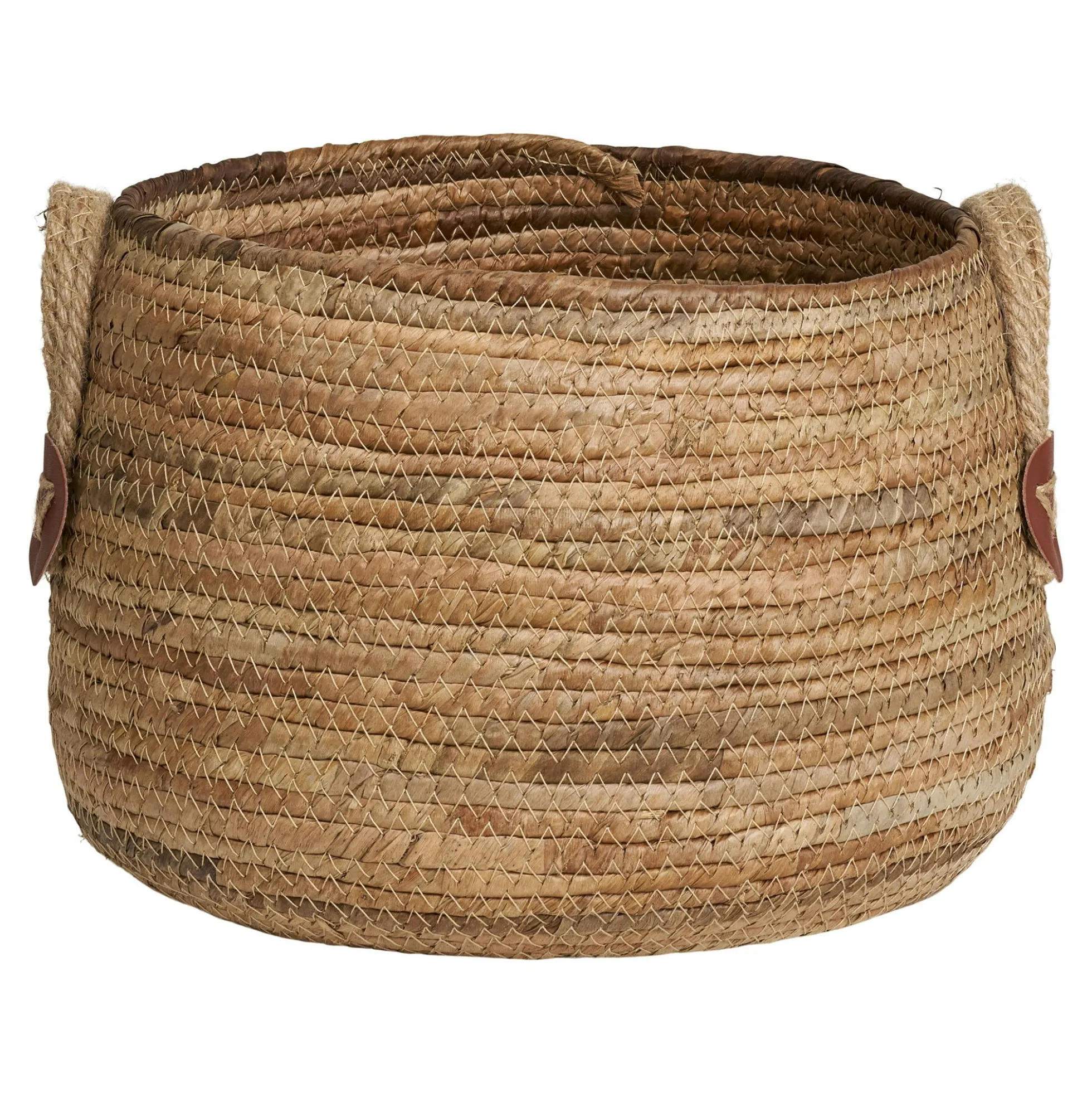 Panier de rangement rond avec poignées, en feuille de bananier (lot de 2)