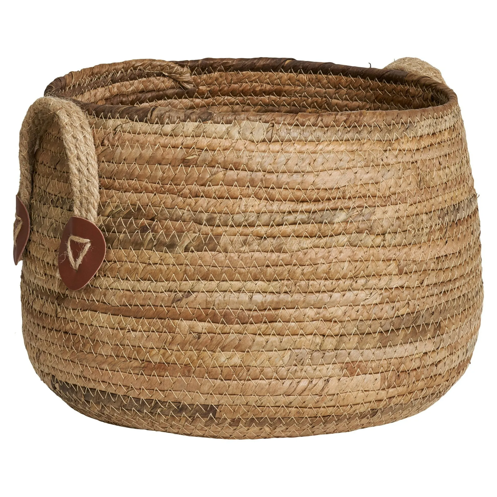 Panier de rangement rond avec poignées, en feuille de bananier (lot de 2)